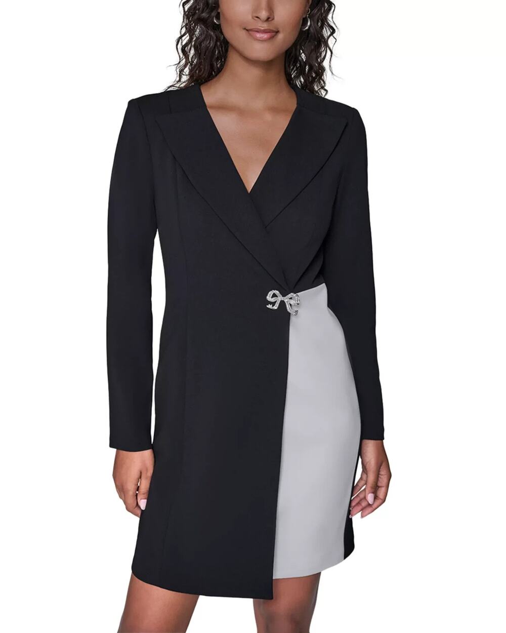 KARL LAGERFELD PARIS Colorblocked Bow Trim Jacket Dress Size 2 3827
